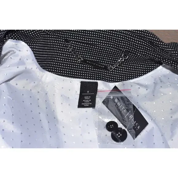 White House Black Market Black & White One-Button Blazer Jacket Size 8 NEW!!! - Picture 6 of 7
